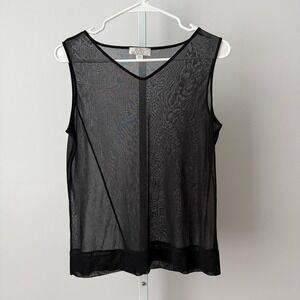 VTG BCBG MaxAzria M Black Mesh Sheer Top Whimsigoth Witchy Boho